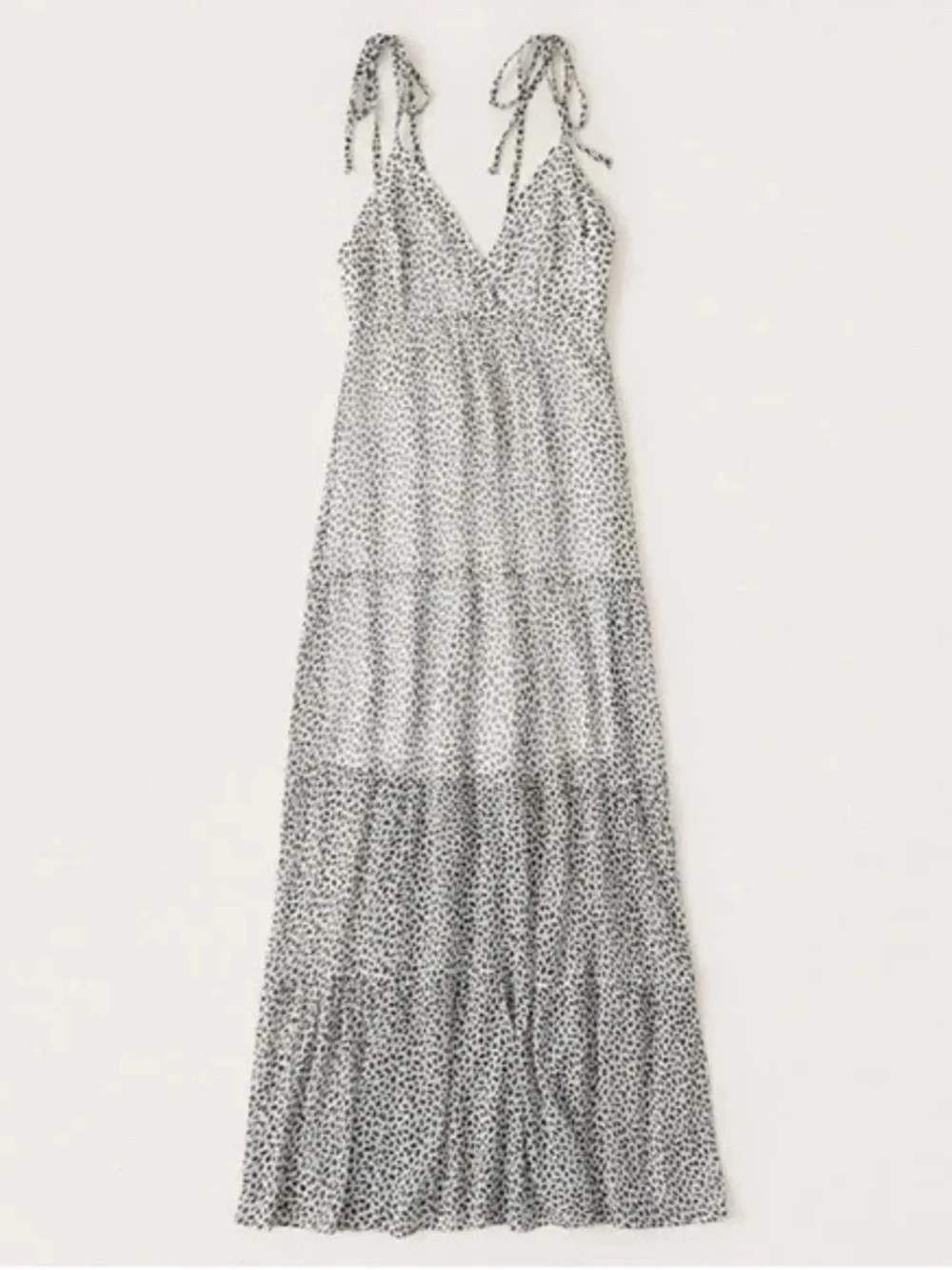 Abercrombie & Fitch Chiffon Flowy Tiered Maxi Dress White Geo Print size M flaw